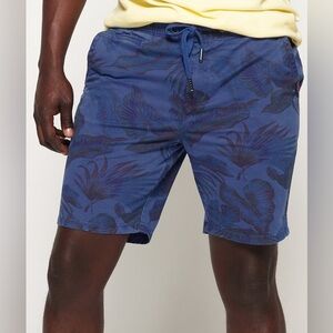 Superdry “Sunscorched” Navy Leaf Print Shorts, Sz 34
